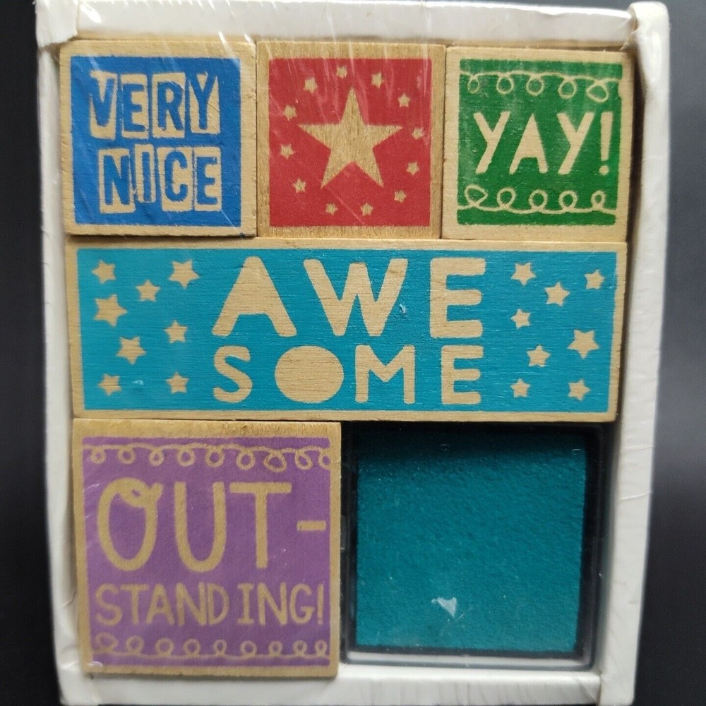 Teacher Homeschool Class Room Stamp Set 5 Stamps + Ink Creatology Colorful